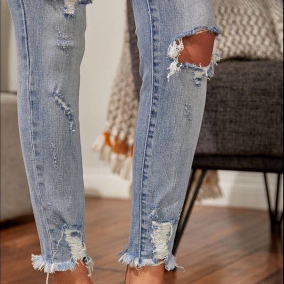 Nature Denim High Waist Distressed Skinny Jean Size 0 - Picture 3 of 6